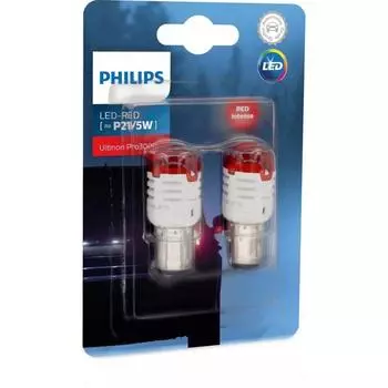 Лампа Philips P21/5W 12 В, LED 1.75/0.8W RED Ultinon Pro3000 LED, 2 шт, 11499U30RB2