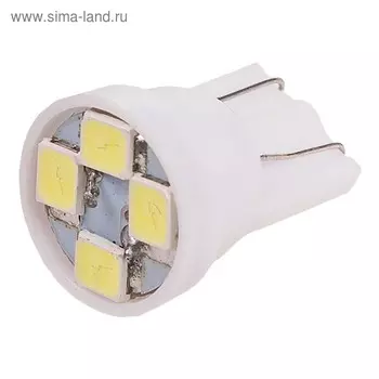 Лампа светодиодная Skyway T10 (W5W), 12 В, 4 SMD, белая, набор 2 шт, S08201340