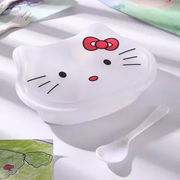 Ланч-бокс пластиковый «Котик», 19×15×4,5 см, 3 отделения, с ложкой, цвет МИКС