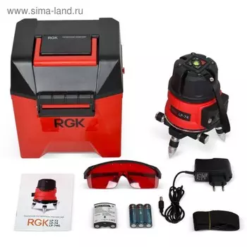 Лазерный уровень RGK LP-74, дальность до 10 м, 4 вертикальных плоскости, IP 54