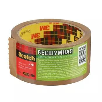 Лента упаковочная клейкая Scotch 309В "Бесшумная", коричневая, 48 мм х 50 м