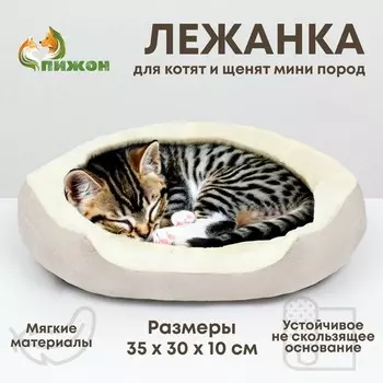 Лежанка для животных «Кувшинка», 35 см, серо-белая