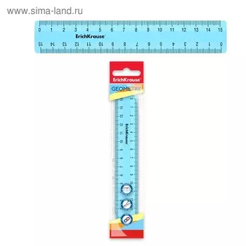 Линейка 15 см ErichKrause "Pastel", голубая, в флоупаке