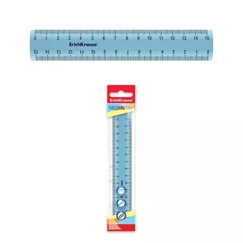 Линейка 15 см ErichKrause "Standard" голубой, в флоупаке