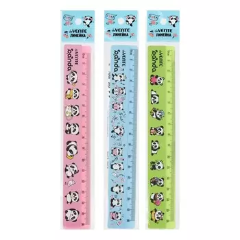 Линейка 16 см deVENTE Panda, МИКС х 4 цвета, картонная коробка