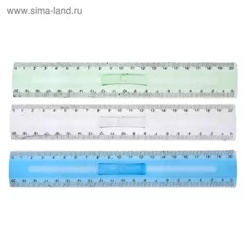 Линейка 20 см, с держателем, МИКС