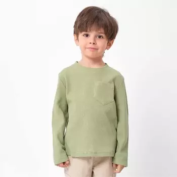 Лонгслив детский с карманом KAFTAN Basic line, размер 32 (110-116 см), хаки