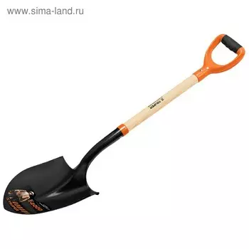 Лопата штыковая, острая, сталь, деревянный черенок с пластиковой ручкой