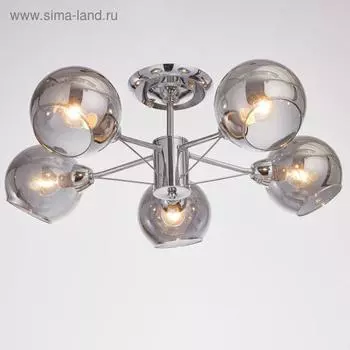 Люстра 11801/5 5х40Вт Е14 хром/дымчатый 61х61х24 см