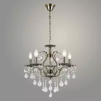 Люстра 79219/5 AB+TR бронза 5x40Вт E14 54х54х85см
