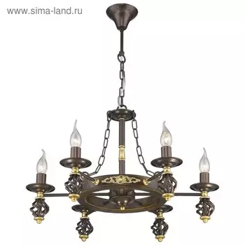 Люстра «Луиза», 6x60Вт E14, коричневый, золото 61x61x41 см