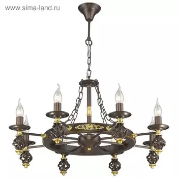 Люстра «Луиза» 8x60Вт E14 коричневый, золото 73x73x41 см