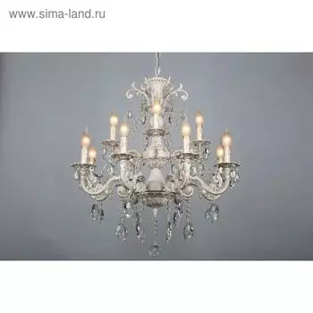 Люстра подвесная «Ирена» E14, 12x60W белый, золотой 76x76x125см