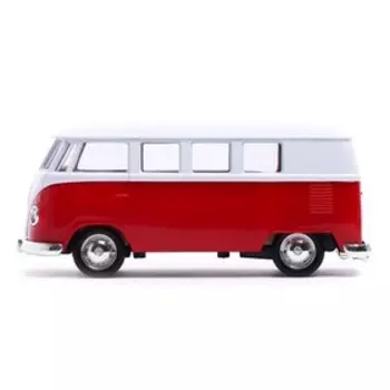 Машина металлическая VOLKSWAGEN TRANSPORTER T1, 1:32, открываются двери, инерция, цвет красный