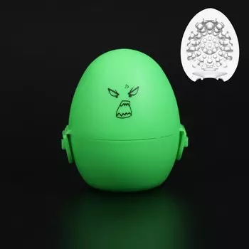 Мастурбатор EGG рельефный, в футляре для хранения, зеленый