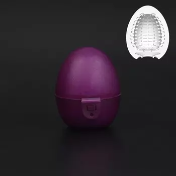 Мастурбатор EGG рельефный, в футляре для хранения, фиолетовый