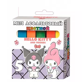 Мел цветной «Kuromif and My Melody», для асфальта, 5 шт., в картонной упаковке с европодвесом