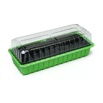 Мини-парник для рассады, 37 16 13 см, 2 вставки, 18 ячеек, пластик, Greengo