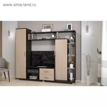 Мини стенка Прага, 420x2050x1800, Венге/дуб млечный