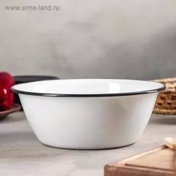 Миска эмалированная, 2 л, без деколи, индукция, цвет белый