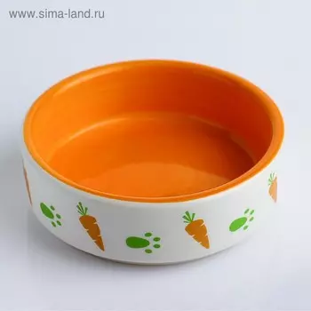 Миска керамическая «Морковки и лапки» 80 мл 8.88.83 см, оранжевая/белая