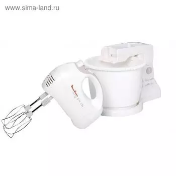 Миксер Moulinex HM 412131, стационарный, 450 Вт, 5 скоростей, 4 насадки, белый