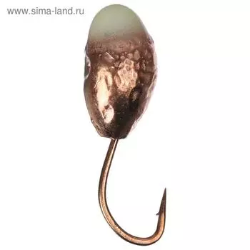 Мормышка «Капля» с отверстием, цвет copper plated, с фосфорной пяткой, d=5, 5 шт.