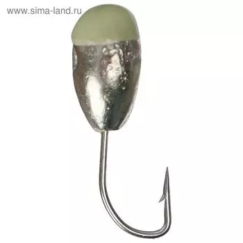 Мормышка «Капля» с отверстием, цвет silver plated, с фосфорной пяткой, d=5, 5 шт.