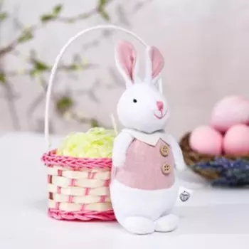 Мягкая игрушка «Зайка в костюме», цвет розовый