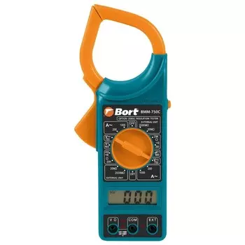 Мультитестер Bort BMM-750C, 0-750 В, 0-1000 В, 0-20 А, 0-200 Мом, автоматическая калибровка