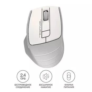 Мышь A4Tech Fstyler FG30S белый/серый оптическая (2000dpi) silent беспроводная USB (6but)
