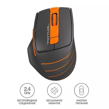 Мышь A4Tech Fstyler FG30S серый/оранжевый оптическая (2000dpi) silent беспроводная USB (6bu 102944