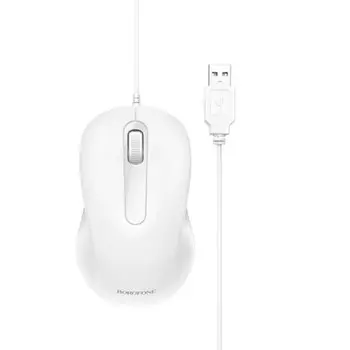 Мышь Borofone BG4, проводная, оптическая, 1000 dpi, 1.5 м, USB, белая