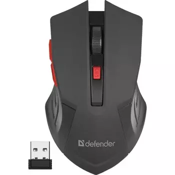 Мышь Defender Accura MM-275,беспроводная,оптическая, 1600 dpi, 1AAA, 6 кнопок, USB,красная