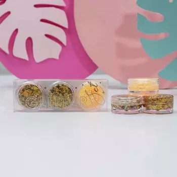Набор блёсток для лица и тела на гелевой основе GLITTER SET, 3 цвета по 3 мл