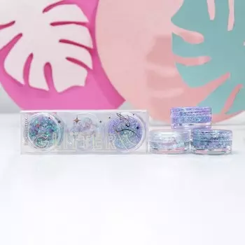 Набор блёсток для лица и тела на гелевой основе GLITTER SET, 3 цвета по 3 мл