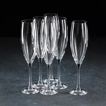 Набор бокалов для шампанского Bohemia Crystal «София», 230 мл, 6 шт