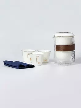 Набор для чайной церемонии ДЖЕКИЧАЙ «Исуми», 5 предметов, на 3 персоны, чашка 50 мл, чайник 180 мл, керамика, белый