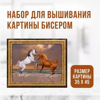 Набор для вышивания картины бисером «Лошади»