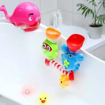 Игрушки для ванны «Морские друзья - мельница», ковш, 2 игрушки