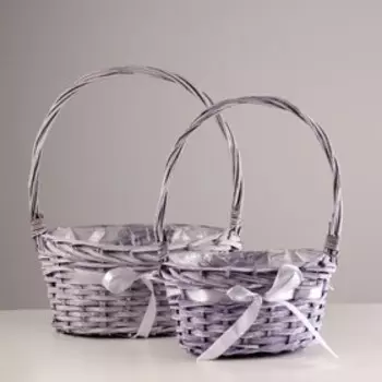 Набор корзин плетеных, 2 шт, 32x22x15x44 см, сиреневый