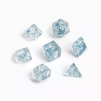 Кубики - дайсы для ДнД, набор 7 шт., голубые