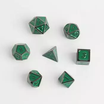 Кости игральные, дайсы для D&D (Dungeons and Dragons, ДнД), «Изумруд», 7 шт.