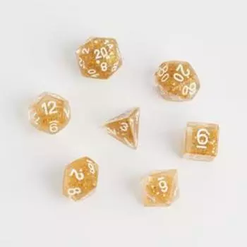 Кости игральные, дайсы для D&D (Dungeons and Dragons, ДнД), «Янтарь», 7 шт.