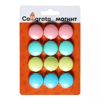 Набор магниты для доски d=2 см, 12 штук, на блистере, пастель