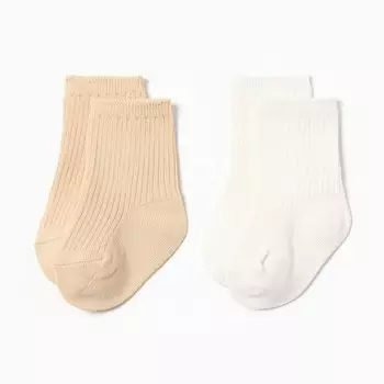 Носки детские Крошка Я Basic Line, 2 пары, 12-24 мес., молочный, бежевый