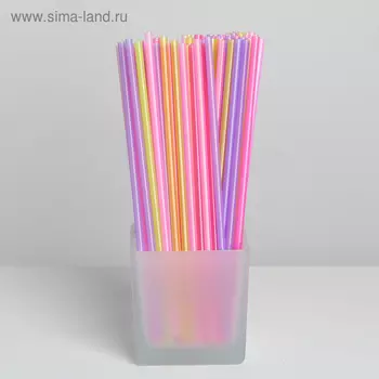 Трубочки одноразовые для напитков, 21 см, d=5 мм, МИКС, 100 шт.