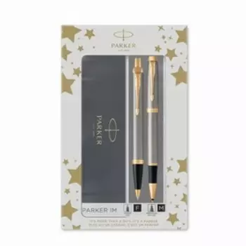 Набор Parker IM Core TK223 Brushed Metal GT ручка-роллер + ручка шариковая, корпус из нержавеющей стали