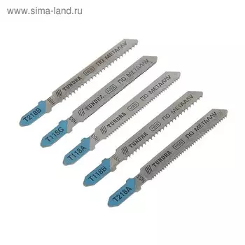 Набор пилок для лобзика ТУНДРА, HSS, по металлу, 50/75 х 0.8 - 1.2 - 2 мм, 5 шт.