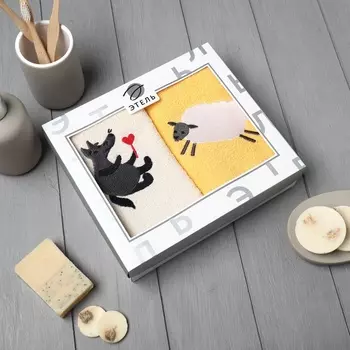Полотенца махровые «Этель» Lovely animals, 3560 см - 2 шт., хлопок 100%